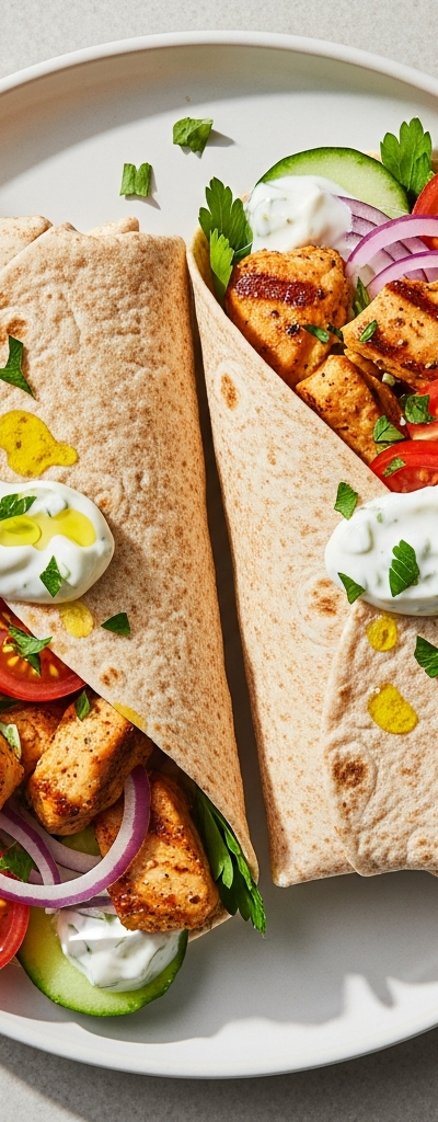 Mediterranean Chicken Souvlaki Wraps