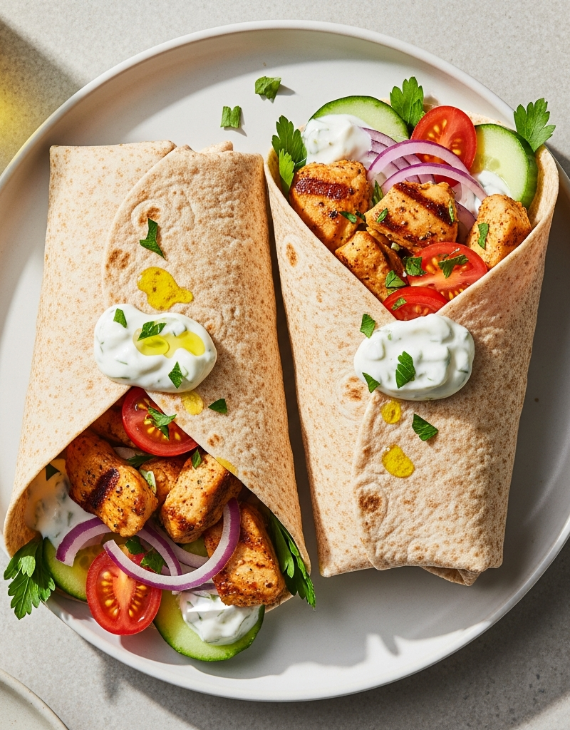 Mediterranean Chicken Souvlaki Wraps
