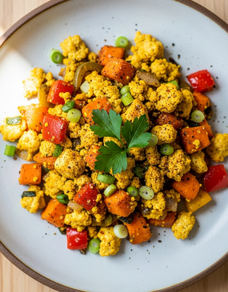 Sweet Potato Breakfast Hash with Tofu Scramble