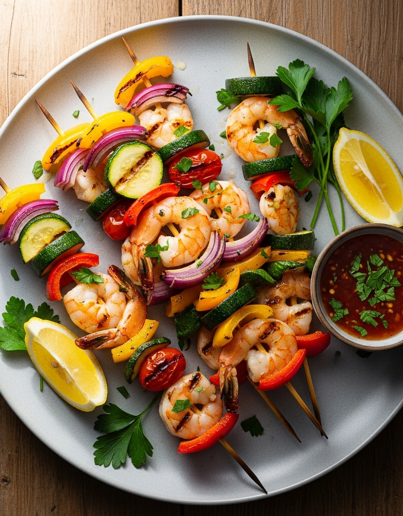 Grilled Shrimp and Veggie Skewers