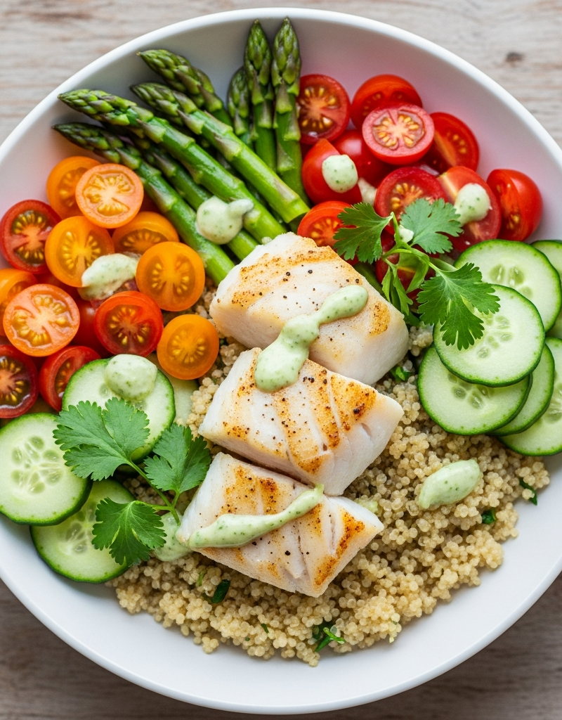 Zesty Cod and Quinoa Power Bowl