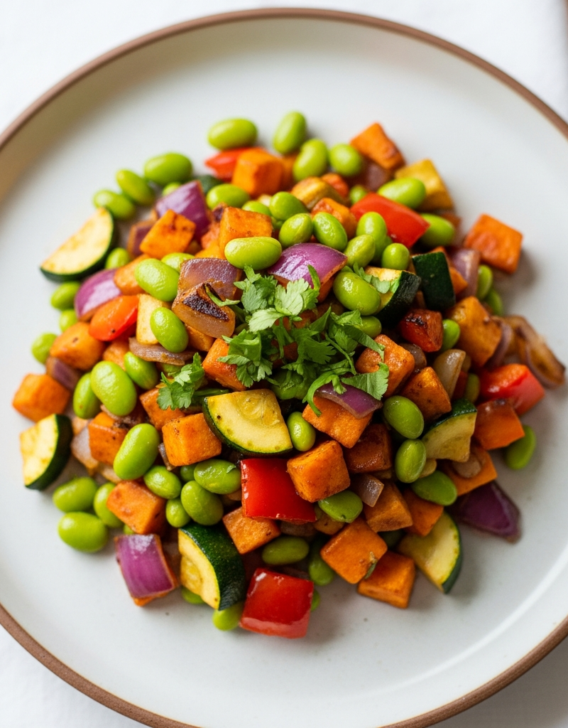 Edamame and Vegetable Skillet Hash