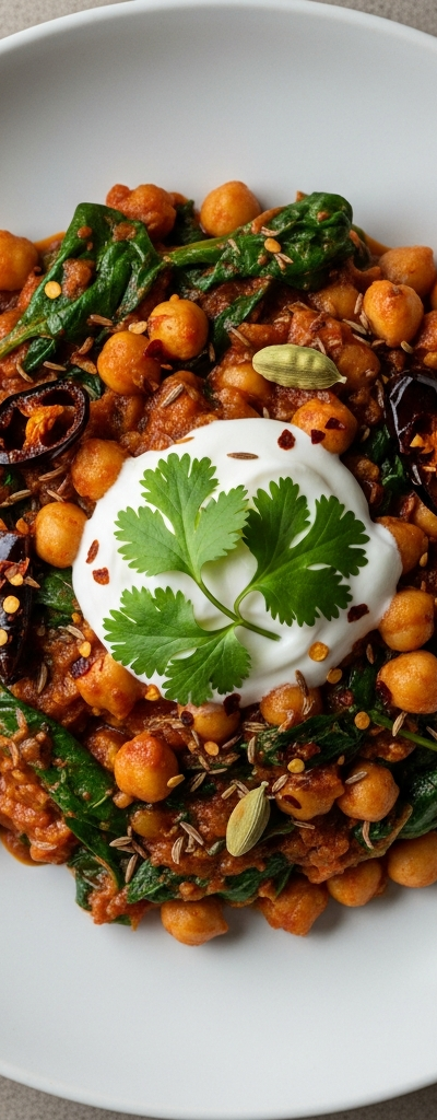 Spicy Chickpea and Spinach Curry
