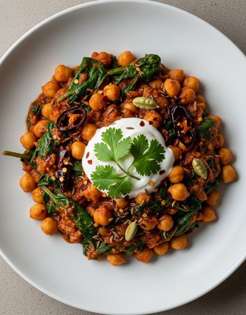 Spicy Chickpea and Spinach Curry