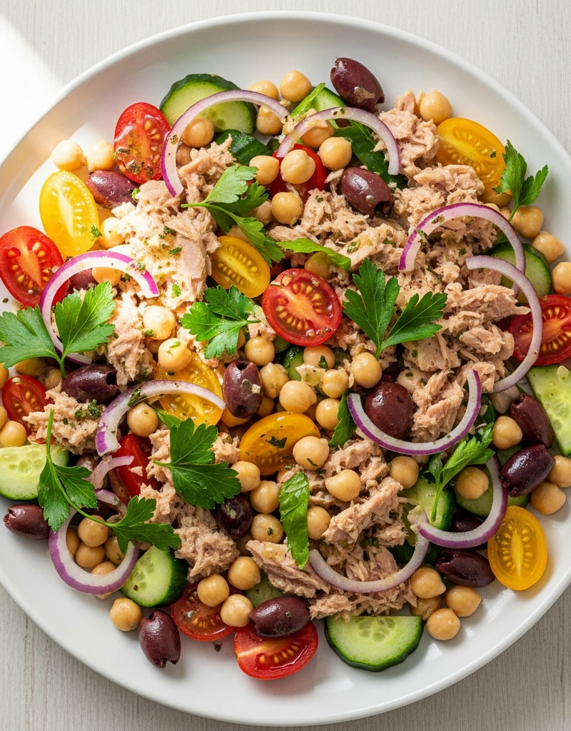 Quick Mediterranean Tuna and Chickpea Salad