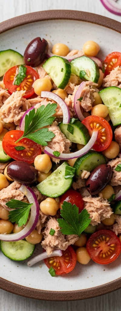 Mediterranean Chickpea Salad with Tuna