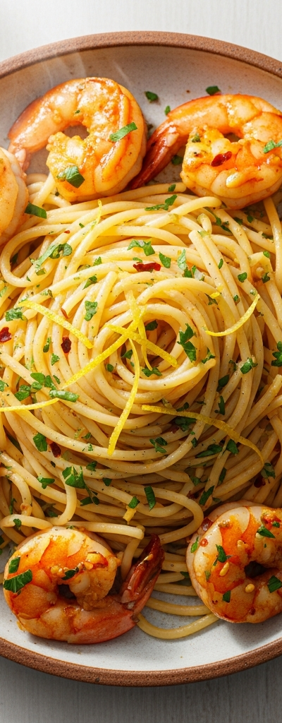Spicy Garlic Shrimp with Lemon Pasta