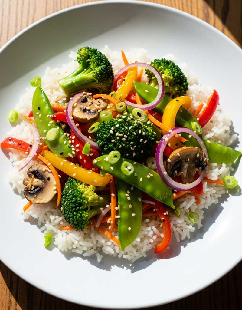 Hearty Veggie Stir-Fry with Rice