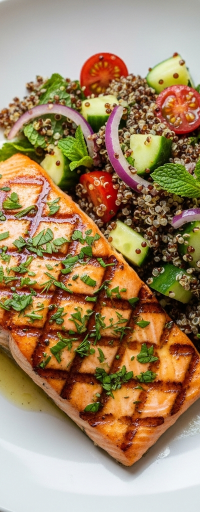 Lemon Herb Grilled Salmon with Quinoa Salad