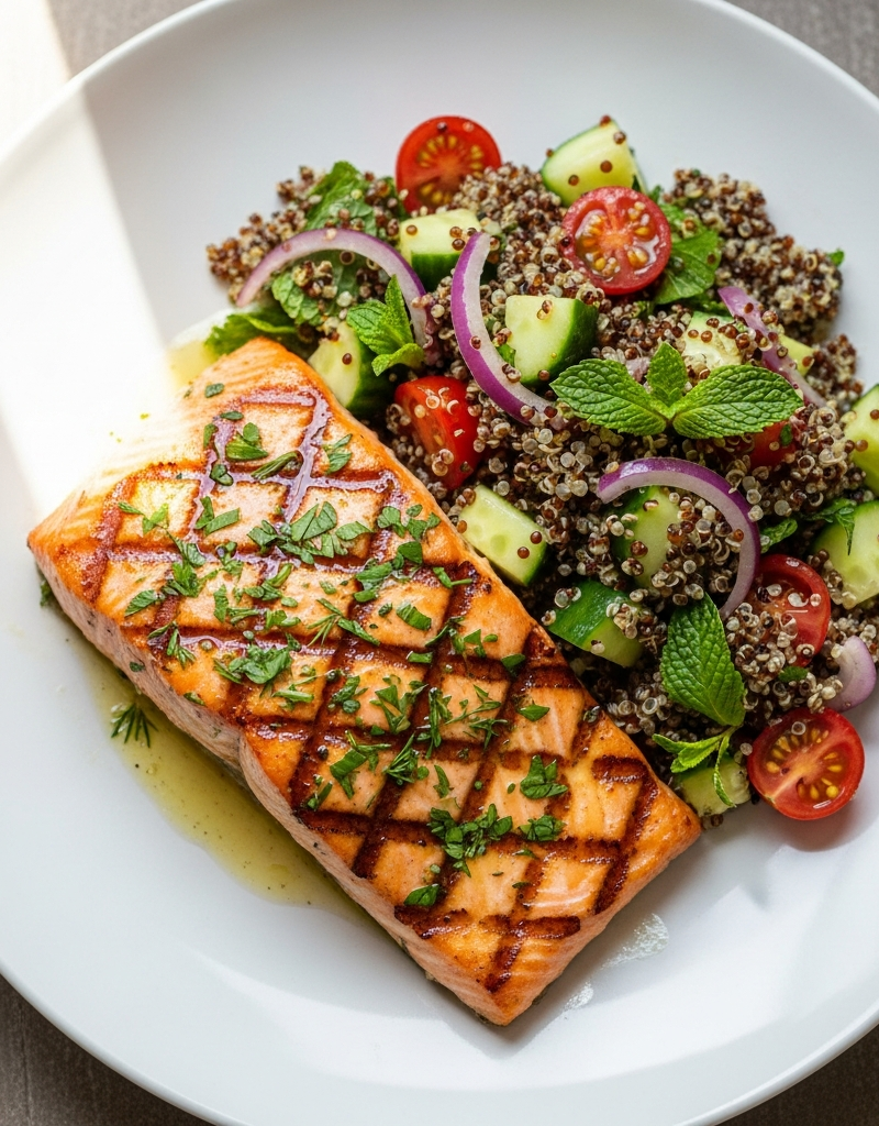Lemon Herb Grilled Salmon with Quinoa Salad