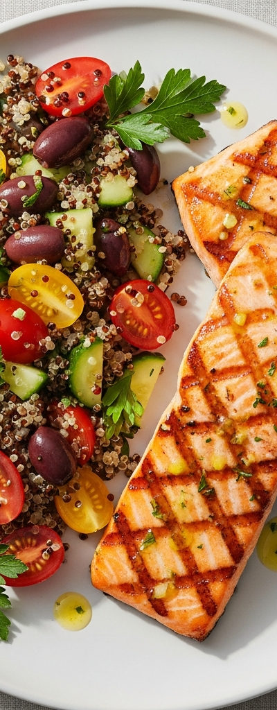Grilled Salmon with Mediterranean Quinoa Salad