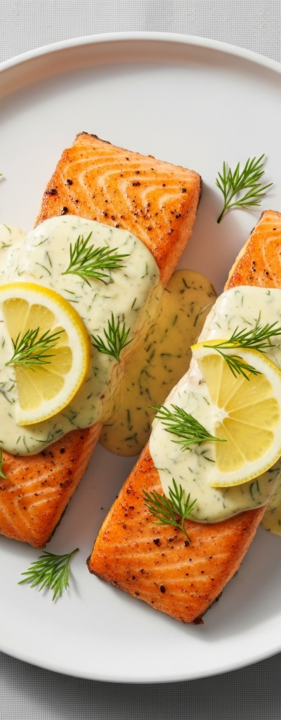 Pan-Seared Salmon with Lemon Dill Sauce