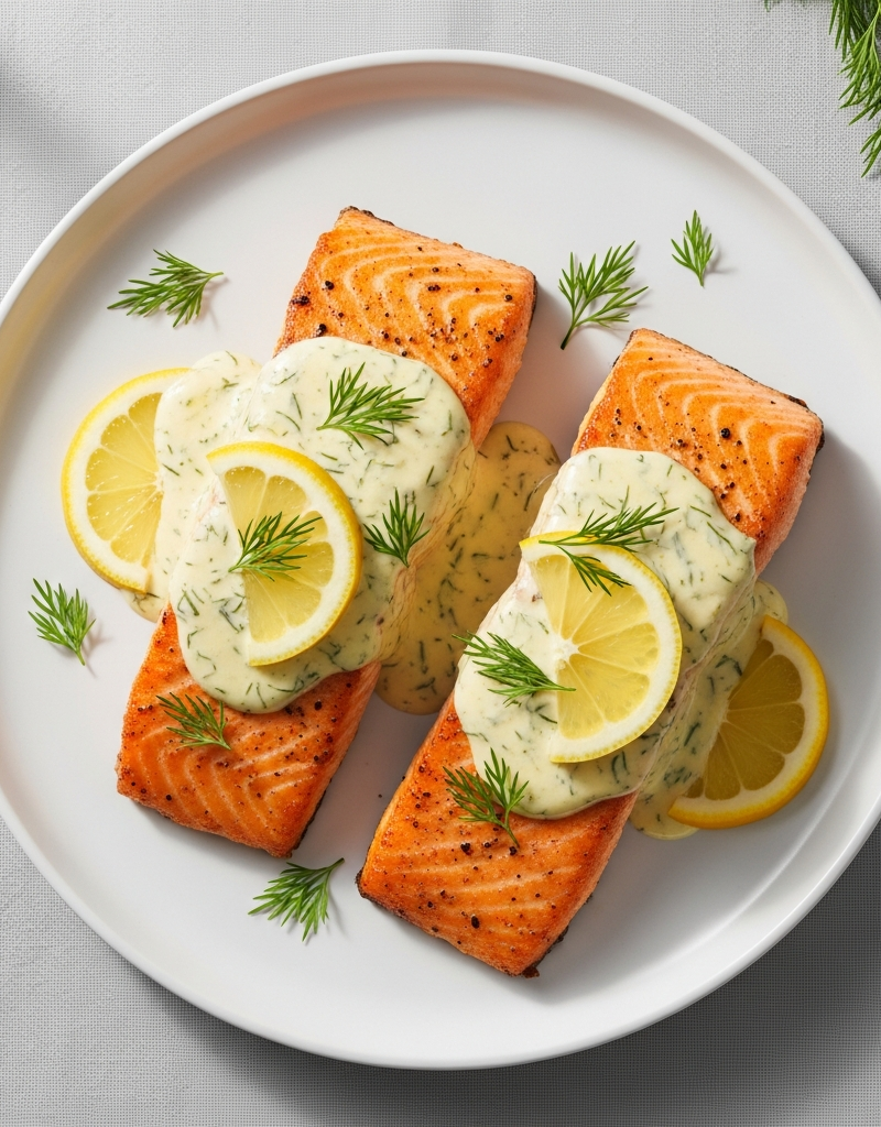 Pan-Seared Salmon with Lemon Dill Sauce