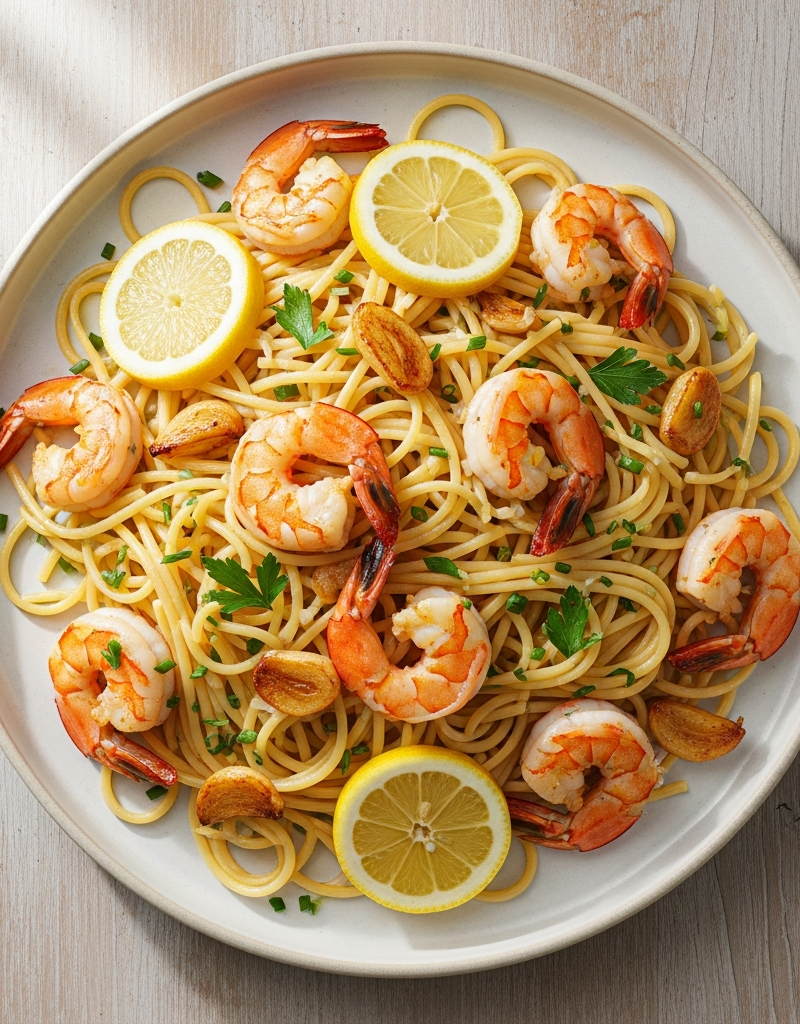 Lemon Garlic Shrimp Pasta