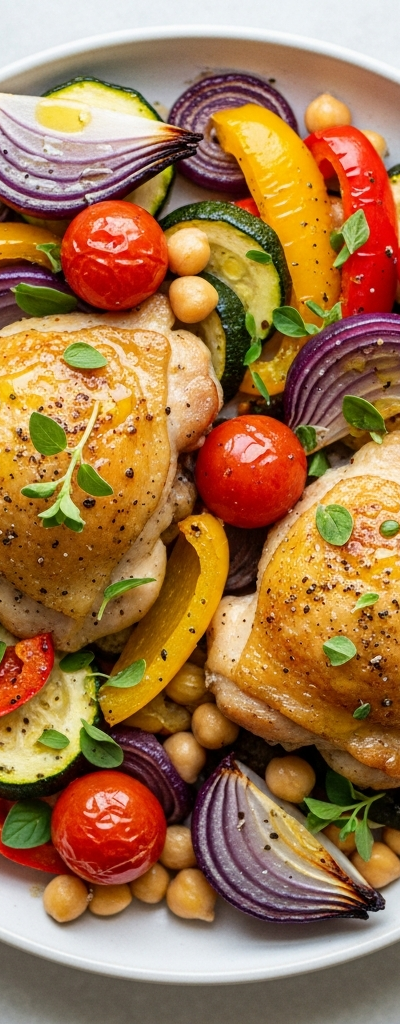 Mediterranean Baked Chicken with Chickpeas & Vegetables