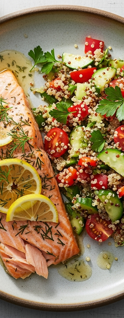 Lemon Herb Baked Salmon with Quinoa Salad