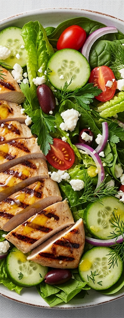 Mediterranean Lemon Herb Grilled Chicken Salad
