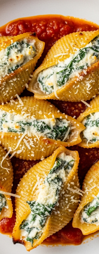 Creamy Spinach and Ricotta Stuffed Shells