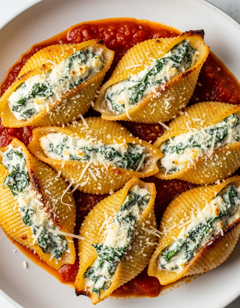 Creamy Spinach and Ricotta Stuffed Shells