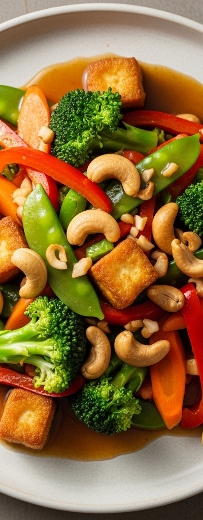 Vegetable Stir-Fry with Tofu and Cashews