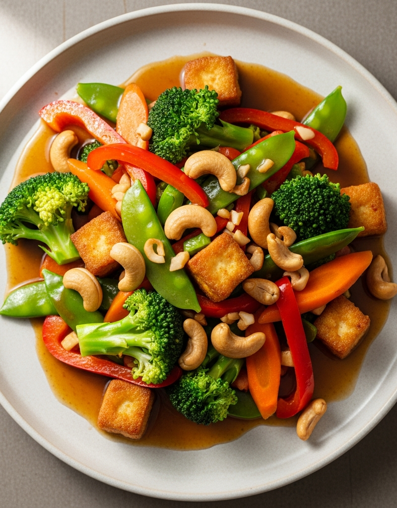 Vegetable Stir-Fry with Tofu and Cashews