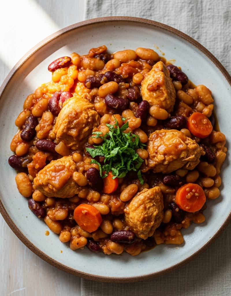 Slow-Cooked Chicken and Bean Casserole