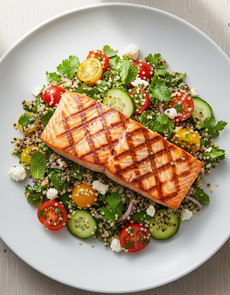 Grilled Salmon with Herbed Quinoa Salad