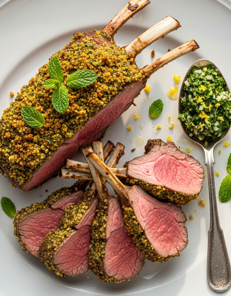Herb-Crusted Rack of Lamb with Mint Gremolata
