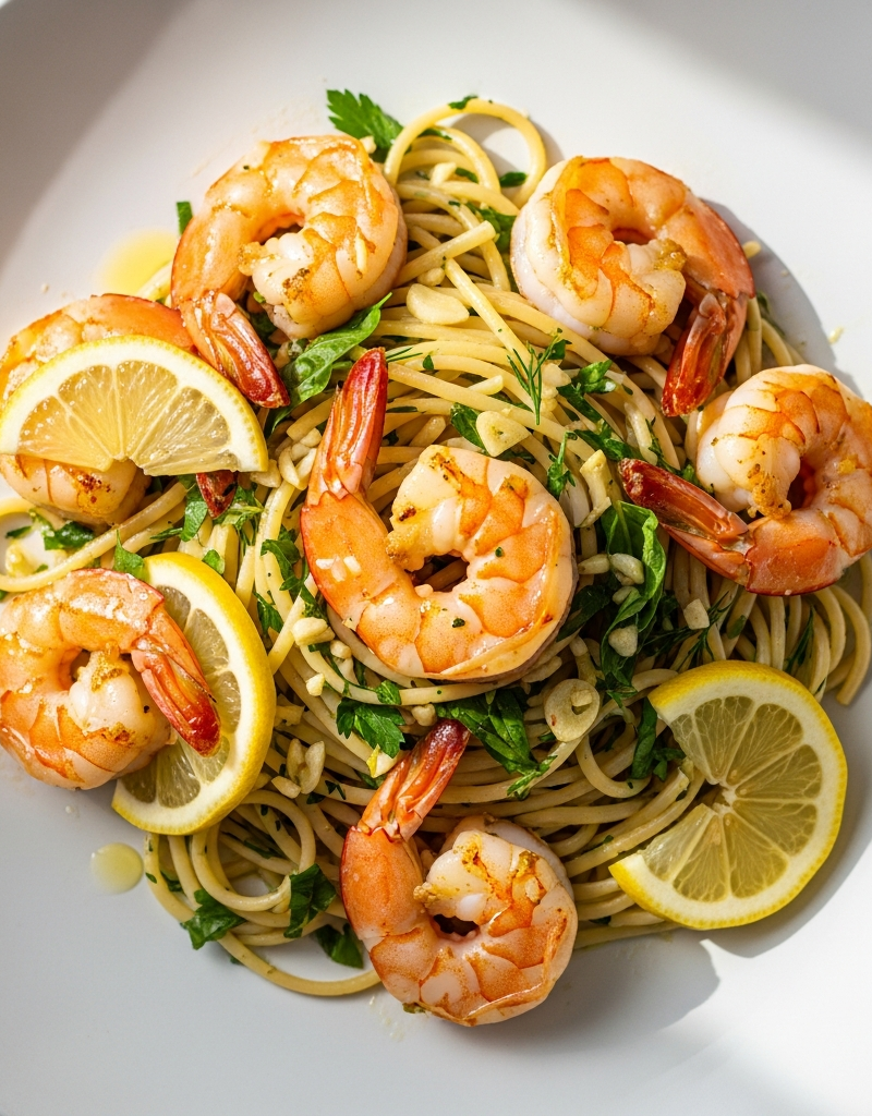 Garlic Butter Shrimp with Lemon Herb Pasta