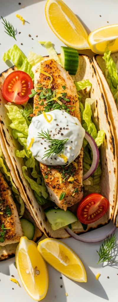 Mediterranean Lemon Herb Fish Tacos