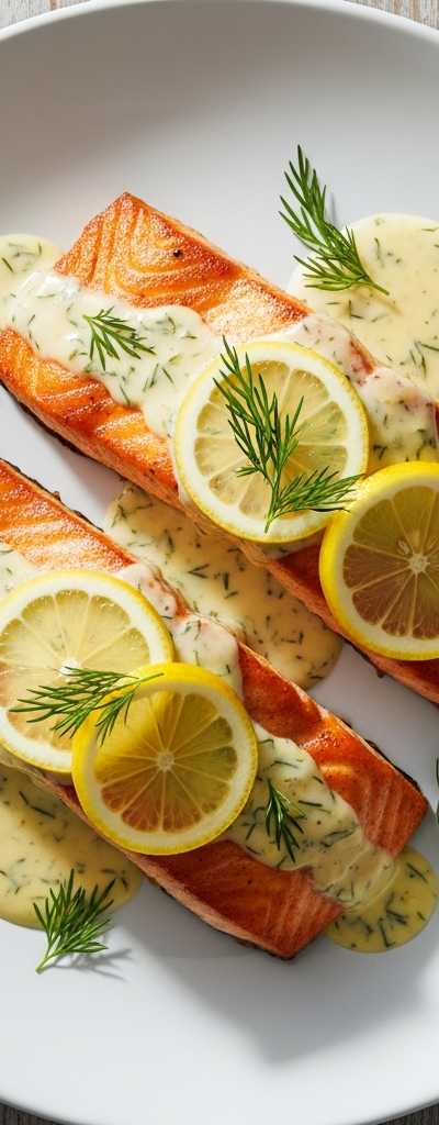 Seared Salmon with Lemon-Dill Sauce