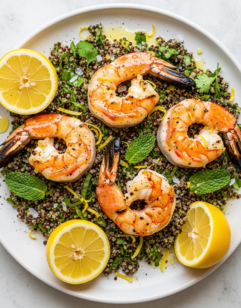 Grilled Shrimp with Lemon Herb Quinoa