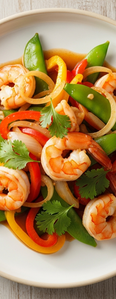 Shrimp Stir-Fry with Bell Peppers and Snap Peas
