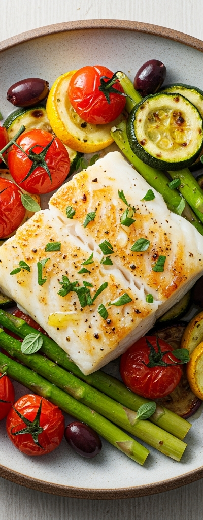 Mediterranean Baked Cod with Vegetables
