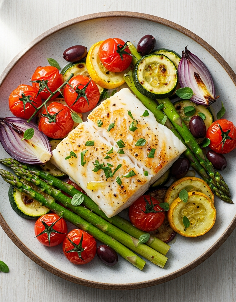 Mediterranean Baked Cod with Vegetables