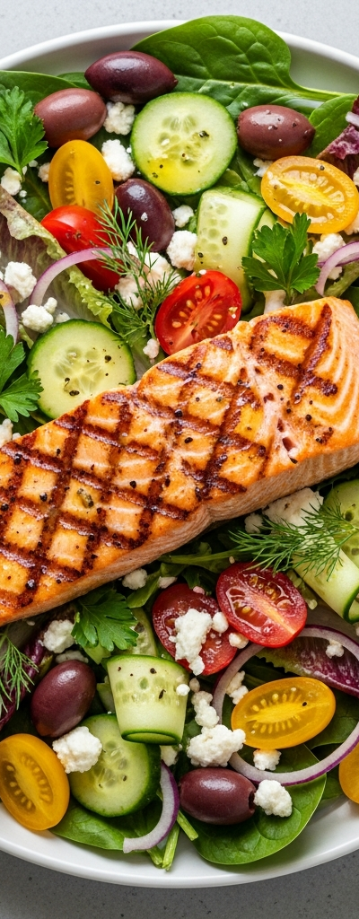 Mediterranean Grilled Salmon Salad