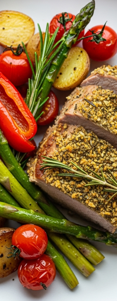 Herb-Crusted Pork Loin with Roasted Vegetables