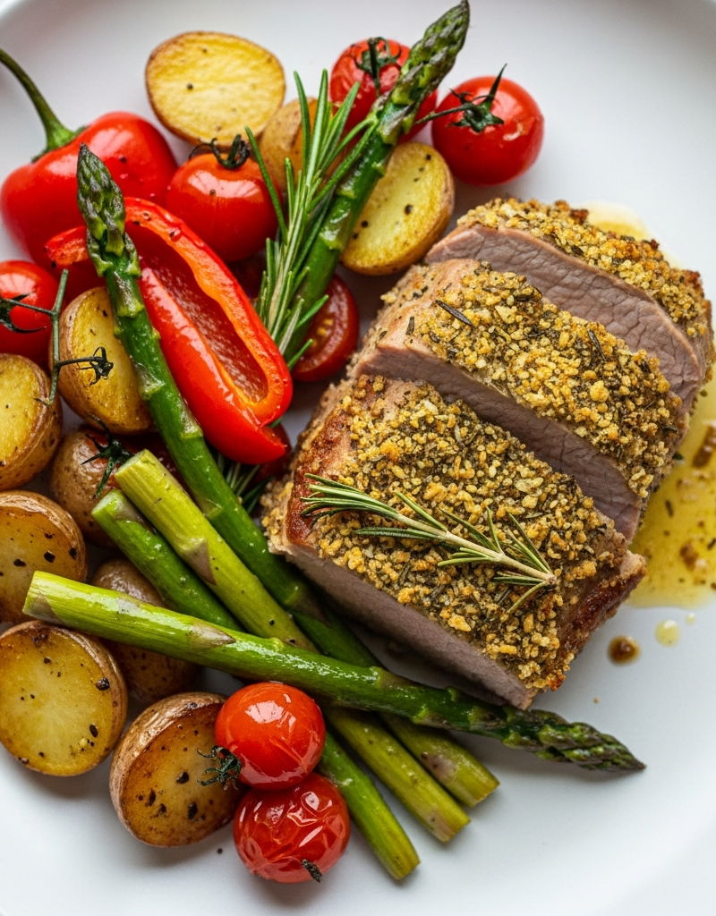 Herb-Crusted Pork Loin with Roasted Vegetables