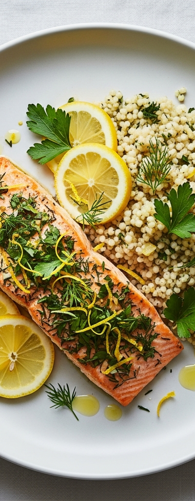 Quick Lemon Herb Salmon with Couscous