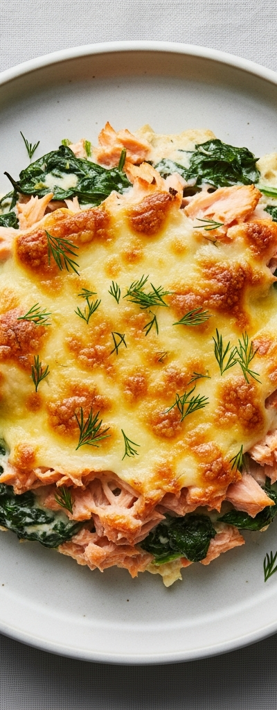 Keto Smoked Salmon and Spinach Gratin