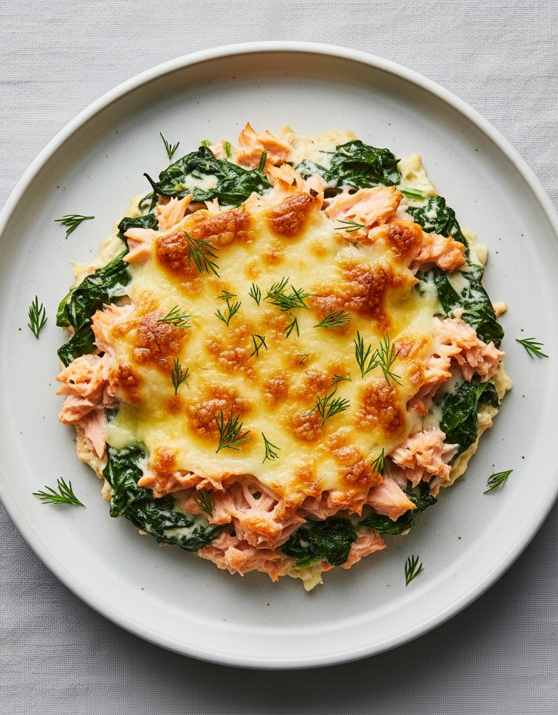 Keto Smoked Salmon and Spinach Gratin
