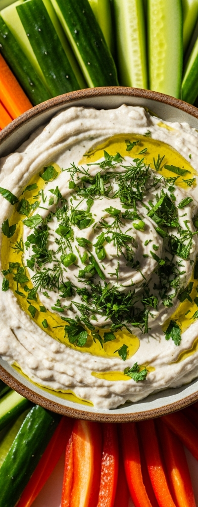 Herbed White Bean and Yogurt Spread with Veggie Sticks