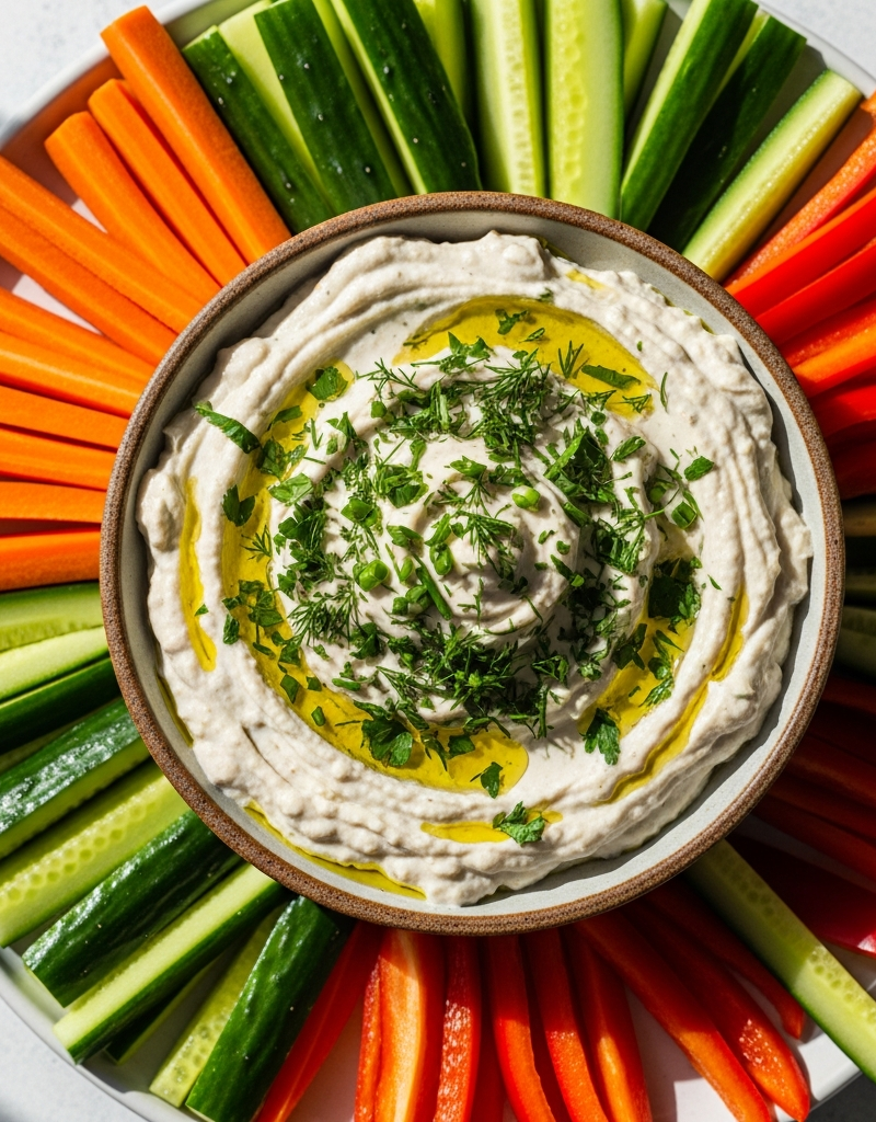 Herbed White Bean and Yogurt Spread with Veggie Sticks
