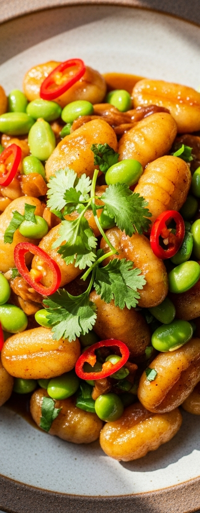 Spicy Edamame Gnocchi Stir-fry
