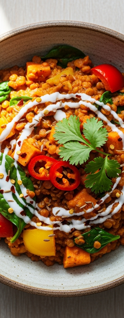 Spiced Lentil and Vegetable Curry Bowl
