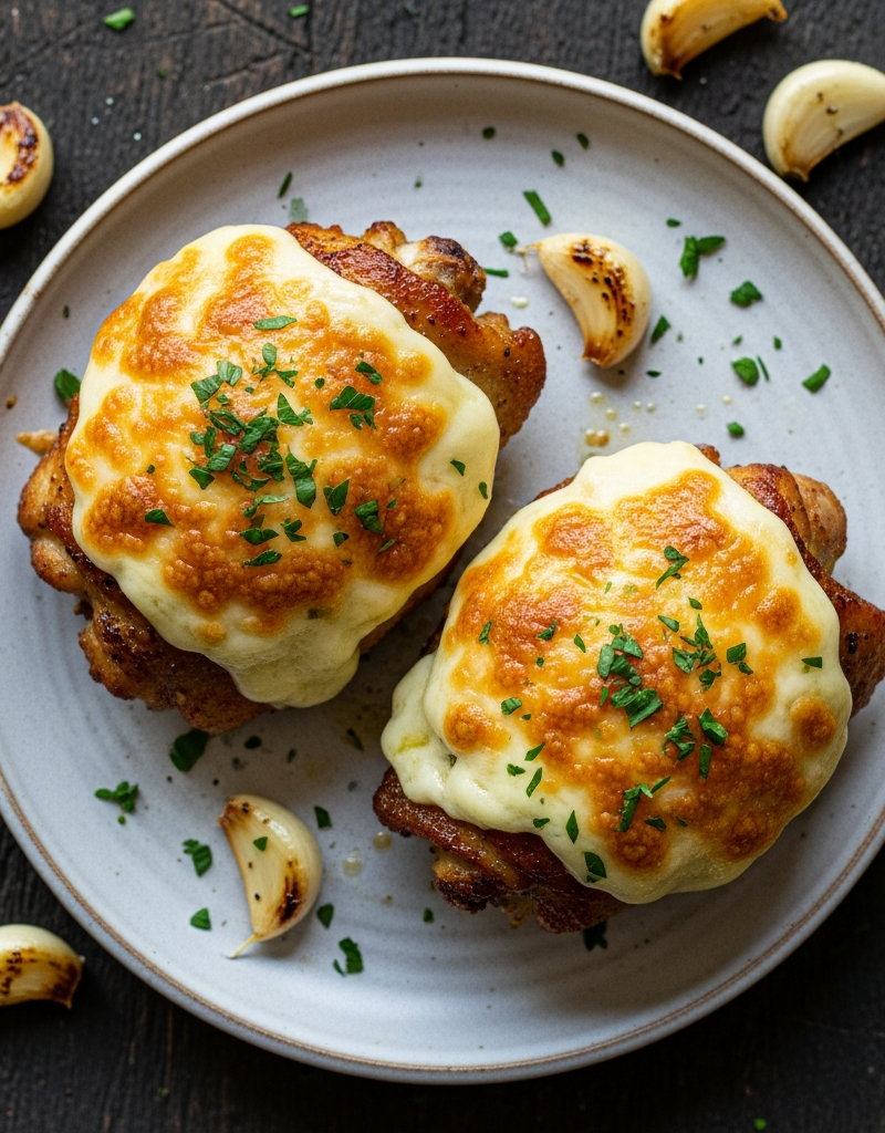 Cheesy Garlic Chicken Thighs