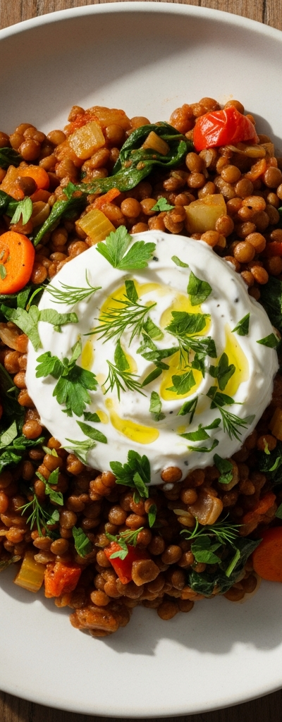 Vegetable and Lentil Stew with Herbed Yogurt