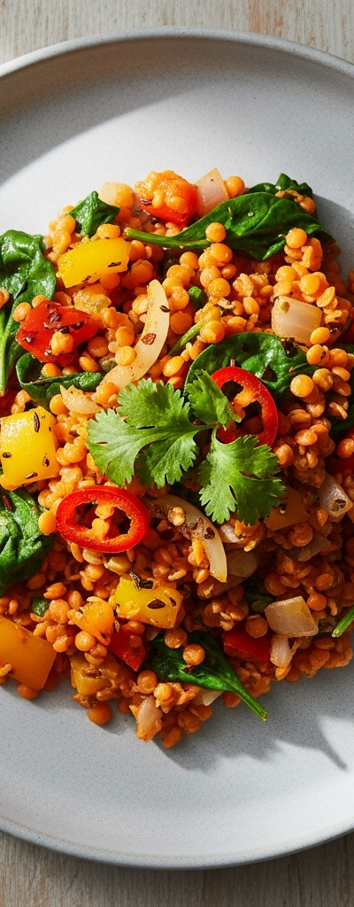Spicy Red Lentil and Vegetable Hash