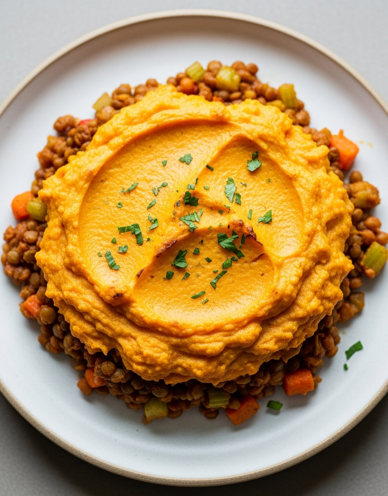 Savory Sweet Potato and Lentil Mash Casserole