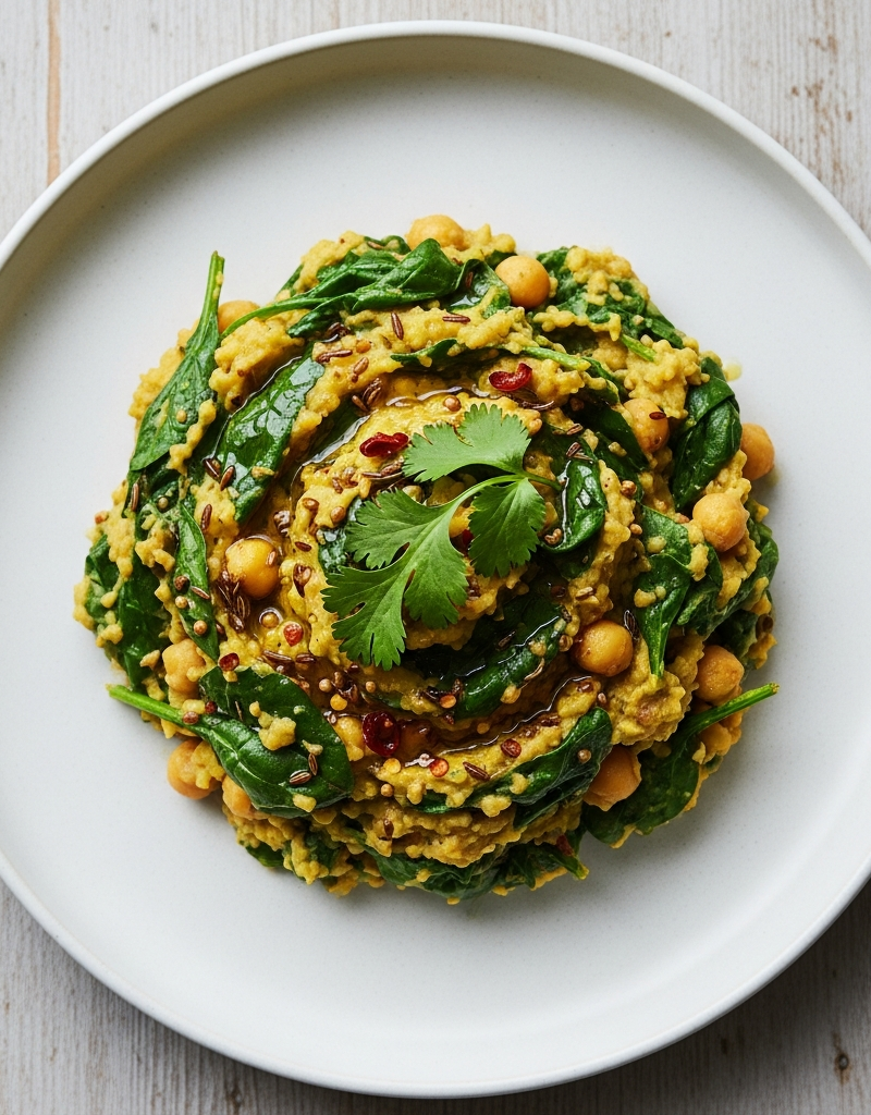Spiced Chickpea and Spinach Mash